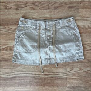 Y2k Express Khaki Mini Skirt Sz 8 Super Cute Flattering Adjustable Waist